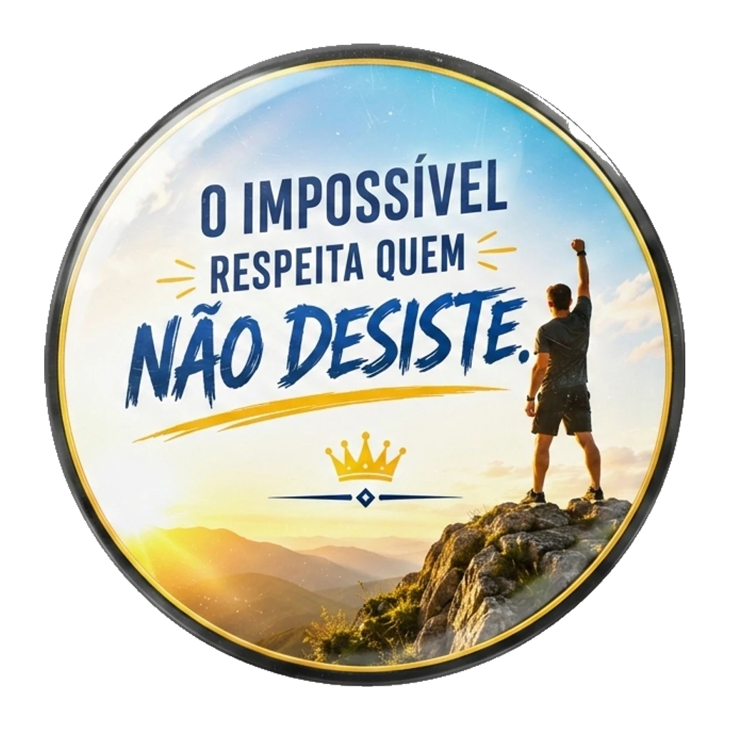 Mockup de botton de O impossível respeita quem não desiste