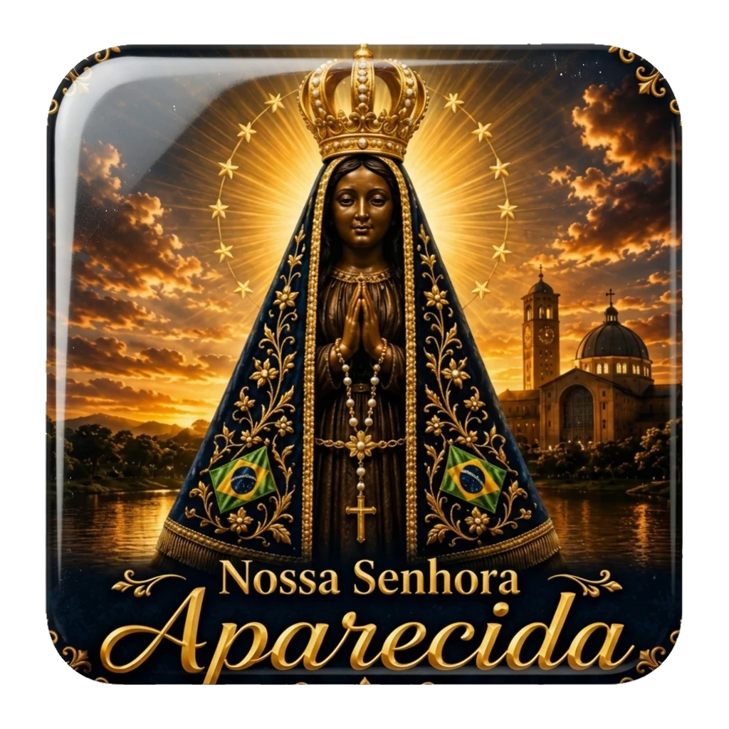 Mockup de botton de Nossa Senhora Aparecida