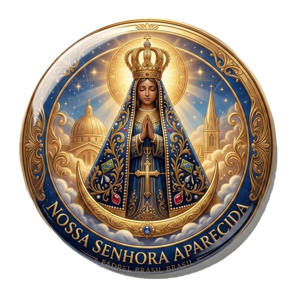 Mockup de botton de Nossa Senhora Aparecida