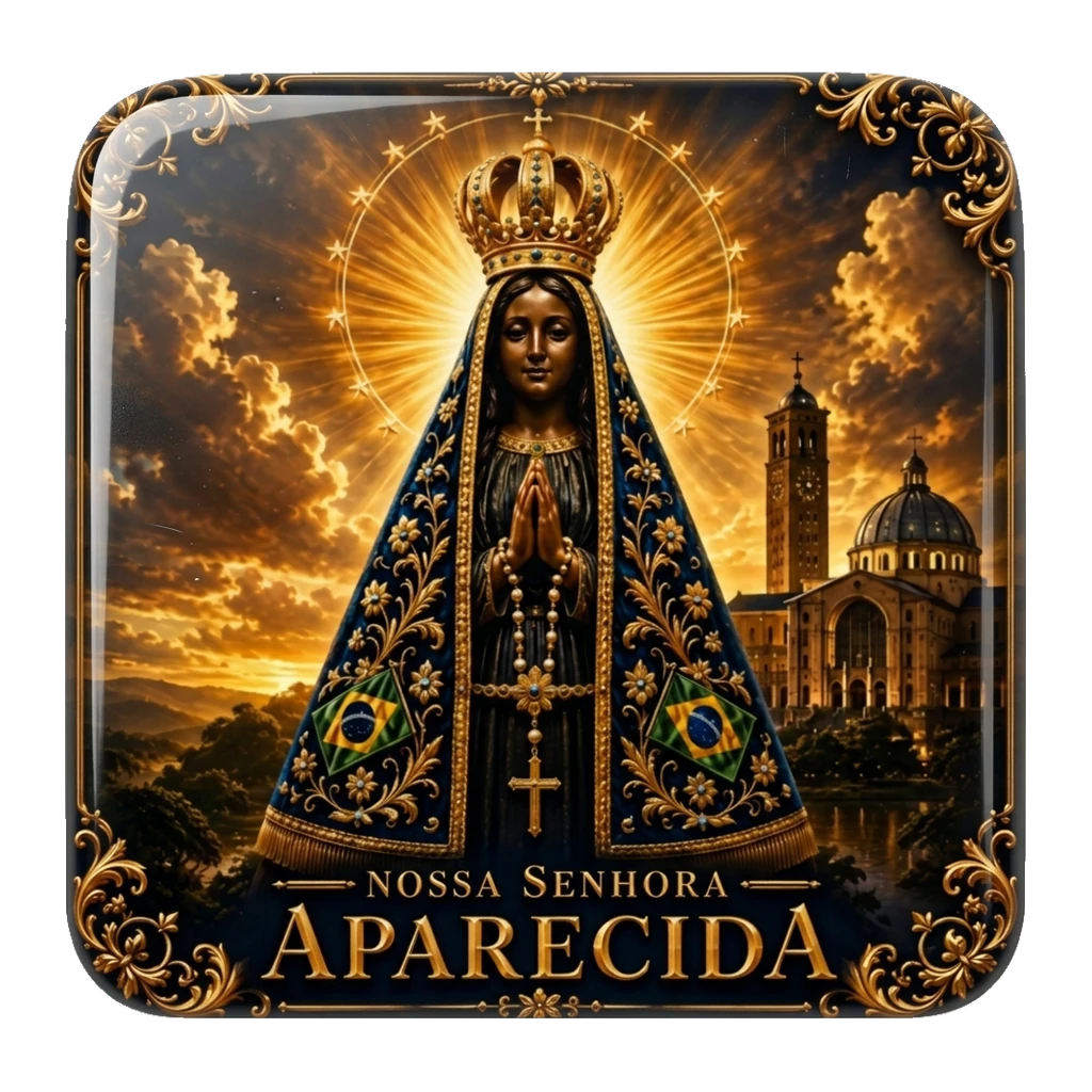 Mockup de botton de Nossa Senhora Aparecida