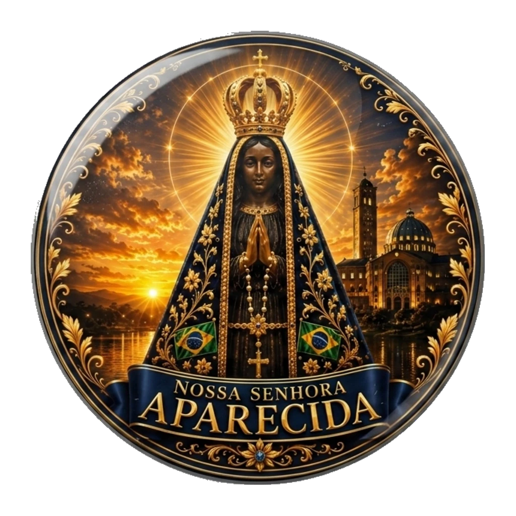 Mockup de botton de Nossa Senhora Aparecida