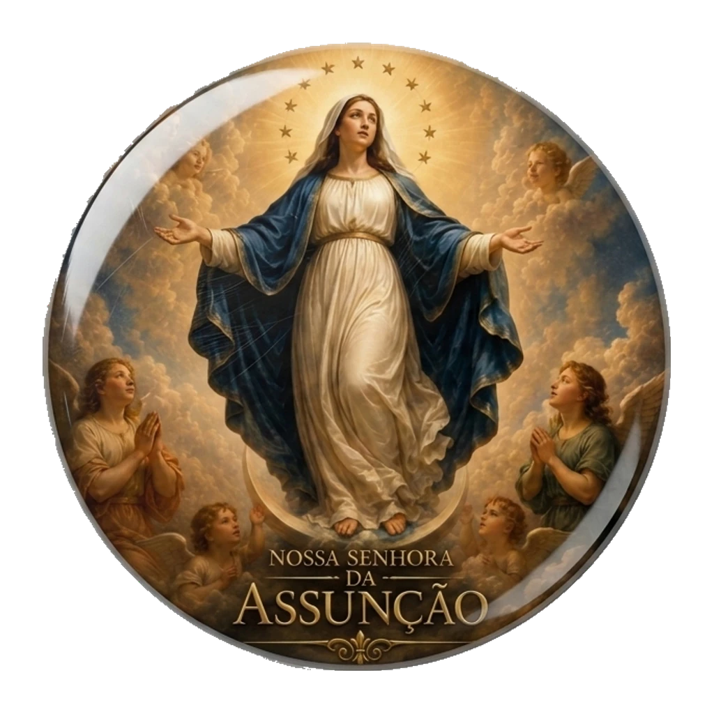 Mockup de botton de Nossa Senhora da Assunção