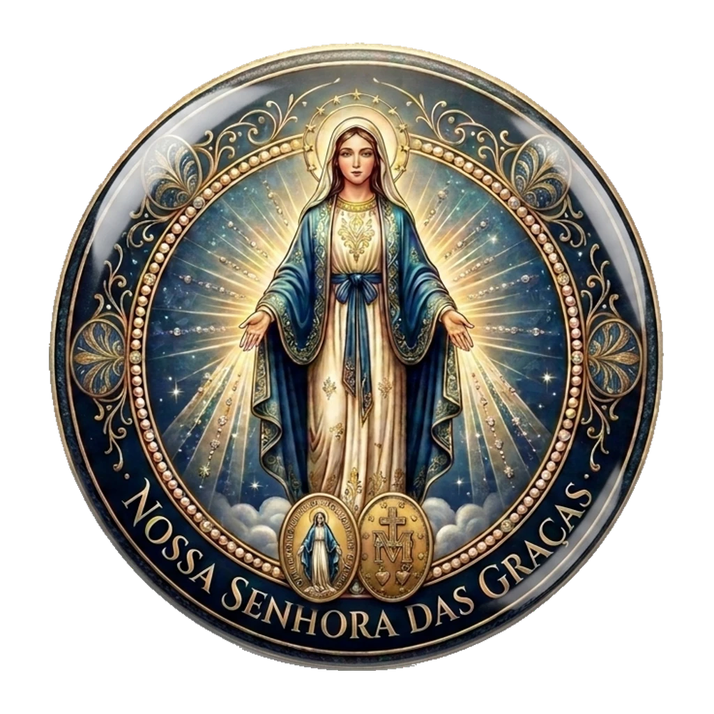 Mockup de botton de Nossa Senhora das Graças