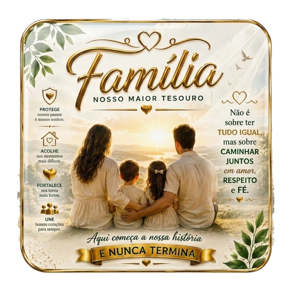 Mockup de botton de Família — Nosso Maior Tesouro